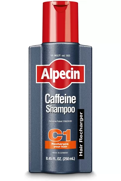 حاوی کافئین روی  نیاسید آمید کرچک ضد ریزش تقویت کننده و ضخیم کننده مو آلپسین Alpecin شامپو ضد ریزش C1