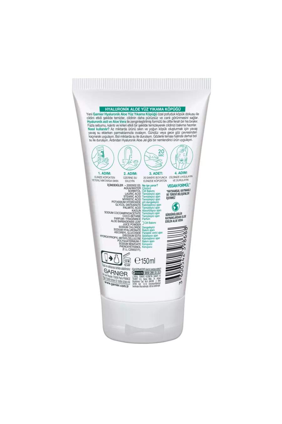 مناسب برای پوست نرمال و حساس آبرسانی و مرطوب کننده پوست تمیز کننده منافذ گارنیر Garnier فوم هیالورونیک اسید